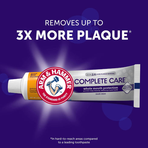 Arm & Hammer Complete Care Toothpaste, Fresh Mint Flavor, Whole Mouth Protection, 6.0oz (4-Pack)...