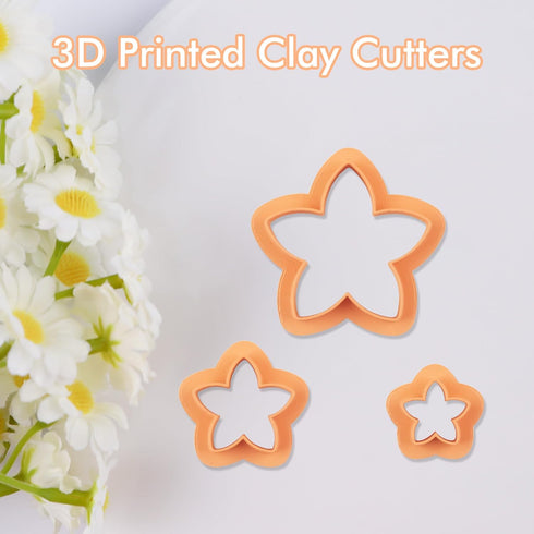 Puocaon Flower Polymer Clay Cutters - 3 Pcs Flower Clay Cutters for Polymer Clay Jewelry, 2 Pcs Plumeria Flower Texture Molds, 20 Flower Pistil Br...
