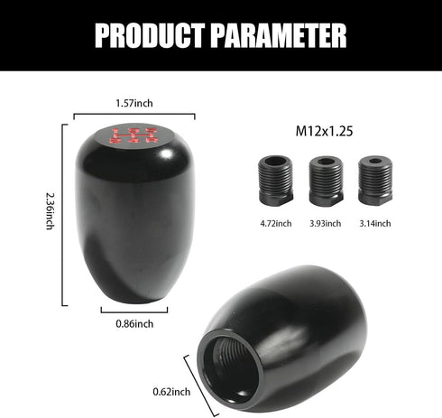 1 PC Automotive Gear Shift Knob, Car Five-Speed Gearbox Shift Head with Adapter, Modification Replacement Accessories, for Most Manual Transmissio...