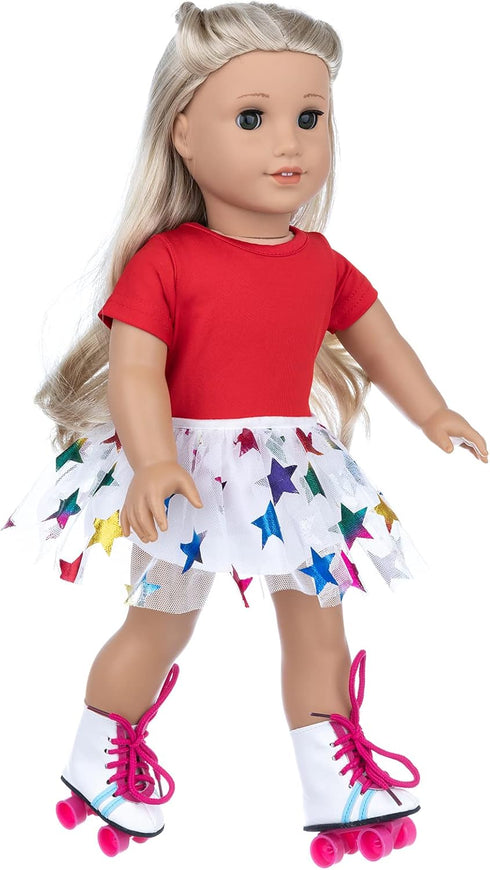 18 Inch Doll Accessories, Girl Doll Accessories, 7PC Travel Skating Sport Play Set, 18 inch Girl Doll Outdoor Sport Accessories (Not Include Doll)...