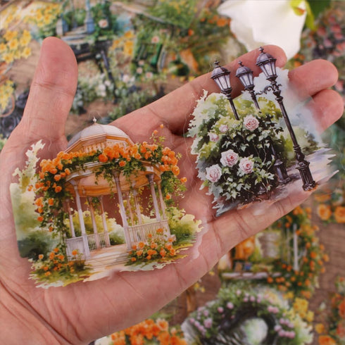 Dwpetzo PET Transparent Garden Stickers for Scrapbooking, Flower Plant Gardening Natural Tree Roses Stickers for Junk Journaling Scrapbook Supplie...