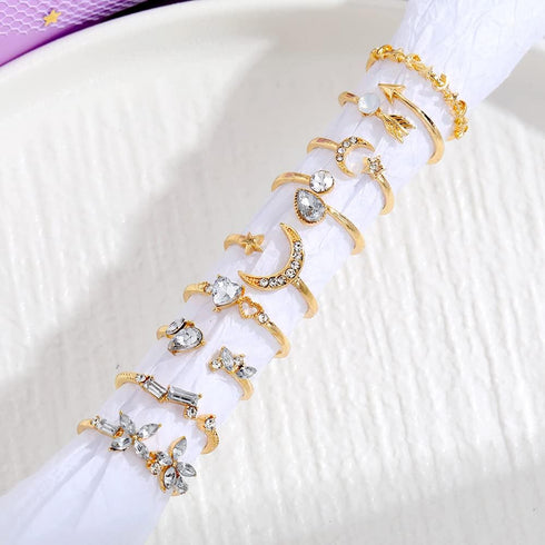 KISS WIFE Gold Stackable Moon Star Knuckle Rings Set for Women, Boho Dainty Lightweight Stacking Rings, Vintage Midi Rings Pack, Trendy Jewelry...
