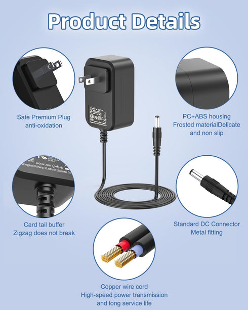 18V 2A 36W AC/DC Power Supply Adapter, Center Positive DC Plug 5.5x2.1mm for 18 Volt 100mA ~ 2000mA Equipment, Power Supply for Vacuum Cleaner,Hum...