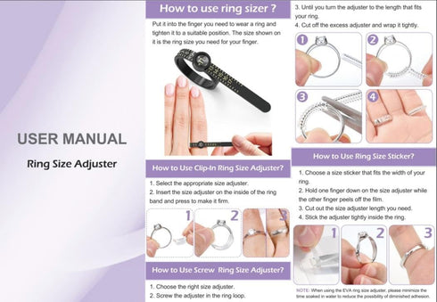 100 Pcs Ring Sizer Adjuster for Loose Rings with Ring Size Measuring Tool, Plug-in Invisible Ring Guards Silicone Tightener EVA Foam Ring Size Adj...