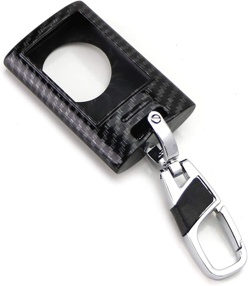 iJDMTOY Black Carbon Fiber Pattern Hard Plastic Shell Keyfob Protective & Keychain Compatible With Cadillac OEM 5923887 22756465, etc (ATS CTS DTS...