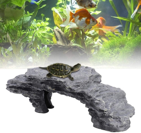 Tnfeeon Tortoise Basking, Hiding Cave Aquarium Reptile Hide Habitat Climbing Dock Decoration Ornament...