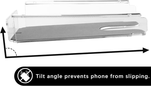 Under Desk Storage Shelf for Phone, Acrylic Under Desk Mount Phone Holder for Office Desks and Workstations, Hidden Space-Saving Under Table Smart...