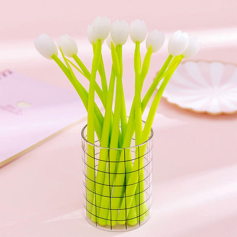 30 Pieces Color Changing Flower Pens, Gel Flower Pens 0.5mm Black Creative Gel Ink Rollerball Pen Tulip Ballpoint Pens Suitable for Home Office Sc...
