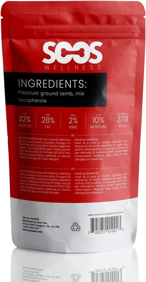 SOOS Lamb Dog Treats Training Dog Treats Dog Chews Cat Treats All Natural Dogs and Cats Wellness Treat for Pets - 1x Pack 113gr / 4oz...