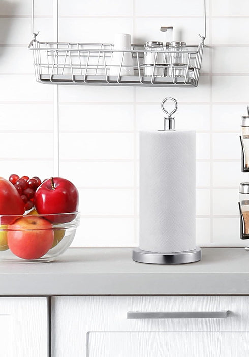SunnyPoint Heavy Weighted Sturdy Paper Towel Holder Stand Dispenser with Stainless Base Fits Standard and Jumbo Sized Paper Towel, Chrome...