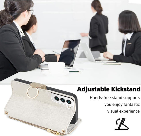 Asuwish Phone Case for Samsung Galaxy S22 5G Wallet Cover with Screen Protector and Mirror PU Leather Flip Cover Ring Card Holder Crossbody Strap ...