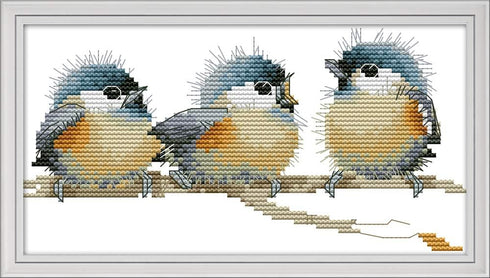 Cross Stitch Kits, Three Birds Awesocrafts Easy Patterns Cross Stitching Embroidery Kit Supplies Christmas Gifts, Stamped or Counted (Birds, Stamp...