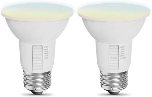 Feit Electric PAR20 LED Light Bulb, 50W Equivalent, Dimmable, Color Selectable 6-Way, E26 Medium Base, 90 CRI, 450 Lumens, Damp Rated Spotlight Bu...