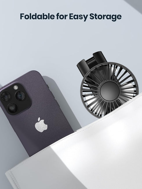Portable Handheld Fan, 5000mAh Battery Operated Fan with LED Display, Hand Held/Neck/Desk 3 in 1 Small Personal Mini Fan 180° Foldable USB Recharg...