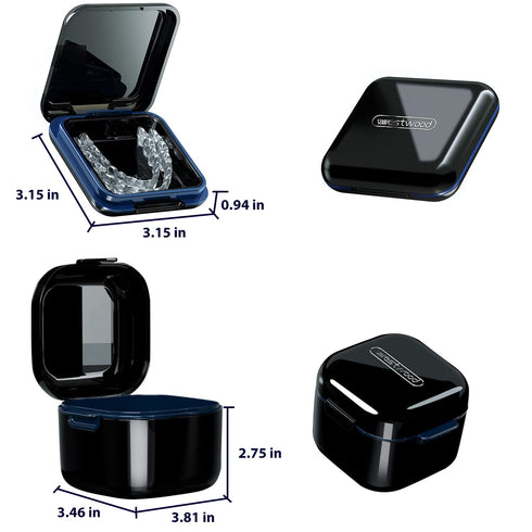 Denture Bath Box Cup,Denture Bath Case with Strainer Basket,Orthodontic Retainer box,Retainer Cleaning Box,Soak Cup Fixed box?With braces chewable...