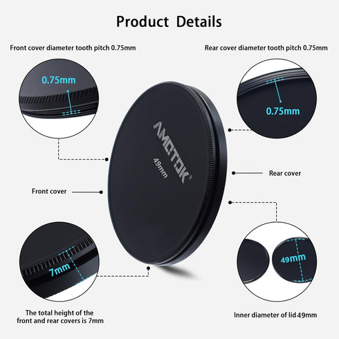 49mm Metal Lens Filter Caps,Compatible All 49mm Camera Lens FiltersFilter Accessory(UV,CPL,ND,Threaded Lens),Ultra Precision CNC Machine Tools Pro...