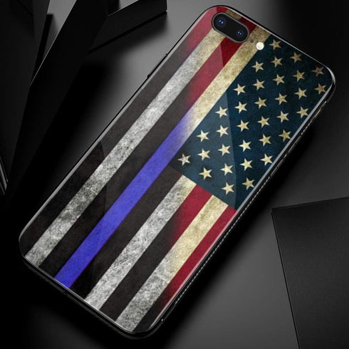 Compatible with iPhone SE 2022/2020/7/8 Case - Thin Blue Line American Flag Pattern with Soft TPU Bumper Protection...