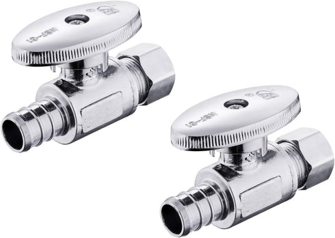 (Pack of 2) EFIELD 1/4 Turn Straight Stop Valve 3/8" OD Compression X 1/2" Pex Chrome Plated Brass, …...