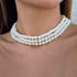 Pearl Choker Necklace Layered Pearl Strand Necklace Costume Accessories Toggle Clasp Necklace for Women (Gold)...