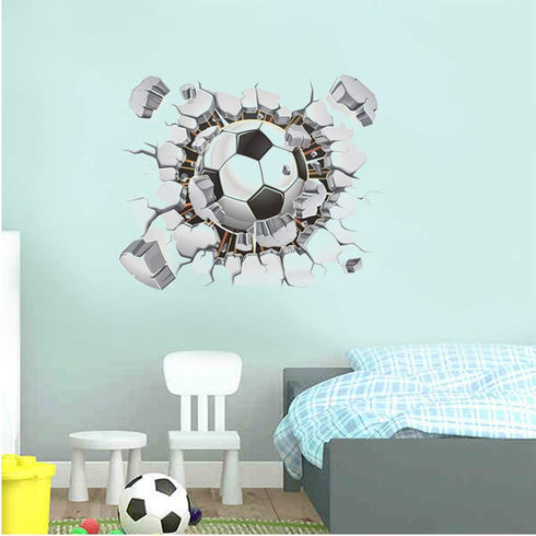 3D Soccer Stickers, Art Ball Soccer Wall Decal for Kids Room, FFootball Vinyl DIY Soccer Wallpaper for Boys Bedroom Playroom Living Room Window Do...