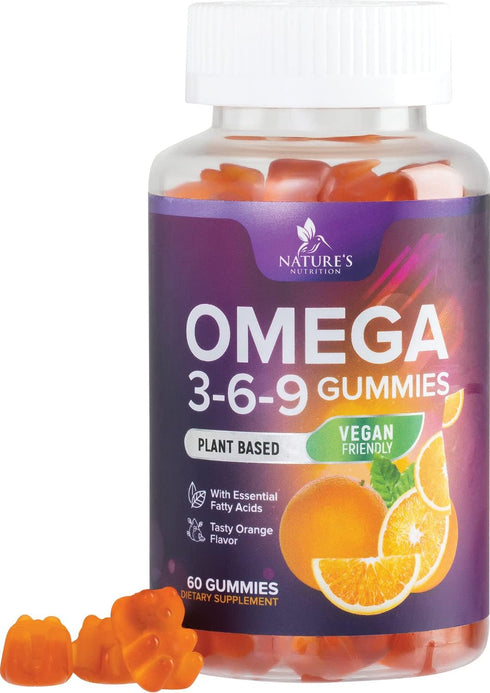 Omega 3 6 9 Vegan Gummies - Triple Strength Omega 3 Supplement Essential Oil Gummy - Omega 369 Heart Support and Brain Support for Women, Men & Pr...
