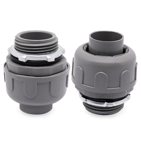 Non-Metallic Liquid Tight Conduit Connector, Flexible Conduit Fittings Electrical PVC Fittings (1 inch, 5pcs)...
