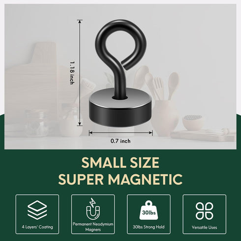Neosmuk Magnetic Hooks,30lb Heavy Duty Earth Magnets with Hook for Refrigerator, Extra Strong Cruise Hook for Hanging, Magnetic Hanger for Cabins,...