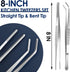 Gutsdoor Kitchen Tweezers Set Stainless Steel Tongs Tweezers Set of 2 with Precision Serrated Tips for Cooking (8 Inch Set)...
