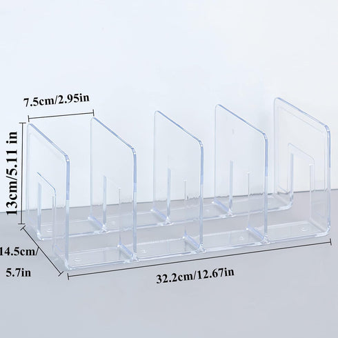 Marte Vanci Clear Acrylic File Sorter, Sturdy Desk File Organizer Shelf Book Holder Purse Handbag Clutch Divider File Folder Rack for Letter Cookb...