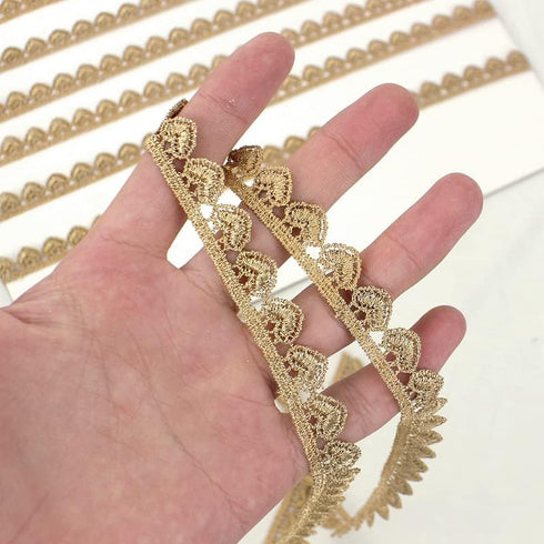 Gold Lace Trim Gold Embroidery Lace Ribbon Trim for Sewing, Metallic Lace for Crafts (0.5 Inch*4.8 Yards)...