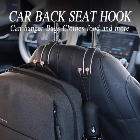 SAVORI Auto Hooks Bling Car Hangers Organizer Seat Headrest Hooks Strong and Durable Backseat Hanger Storage Universal for SUV Truck Vehicle 2 Pac...