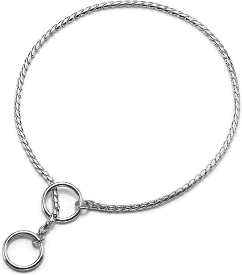Mogoko Stainless Steel Dog Choke Chain Collar, Puppy Metal Snake Chain Pet Show Slip Collar Choker for Training Walking (Silver;24.0"*5.0mm)...