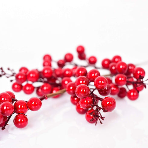 DearHouse 4 Pack Artificial Red Berry Stems Holly Christmas Berries for Festival Holiday Crafts and Home Decor, 19.5 Inches Burgundy Berry Floral ...