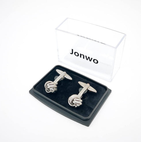 Lady Men's Cuff Links for French Silver Knot Tuxedo Shirt Stainless Brass Metal Shirt Buttons Cufflinks Anniversary In Gift Box...