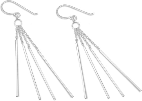 AeraVida 925 Sterling Silver Trendy Stranded Stick Drop Dangle Earrings | Minimalist Boho Chic Jewelry for Women | Unique Silver Stick Earrings | ...