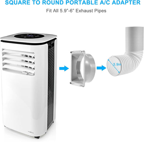 Square to Round Coupler for Portable Air Conditioner with Square Air Outlet and 5.9"/6" Exhaust Hose, Mobile A/C and Exhaust Pipe Connector, AC Un...