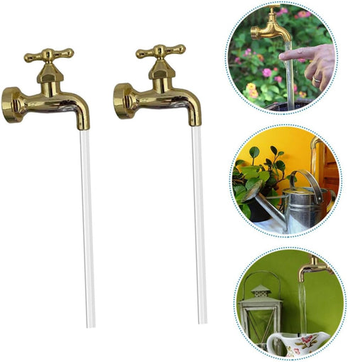 2 Sets Fountain Faucet Courtyard Decor Watering Fountain Invisible Faucet Floating Spout Garden Decor Watering Can Faucet Flow Device Ornament Out...