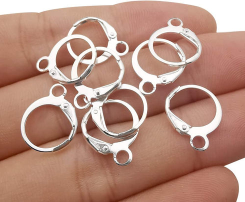 160 Pcs Round Hypoallergenic Lever Back Dangle Ear Wire With Open Loop French Hook for DIY Jewelry Making (Silver-12785)...