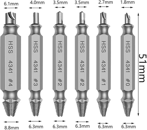 Damaged Screw Extractor Set Tools Gifts for Men - Removal for Stripped Screws Nuts & Bolts, 6PCS Stripped Screw Extractor Kit Drill Bit Tools for ...