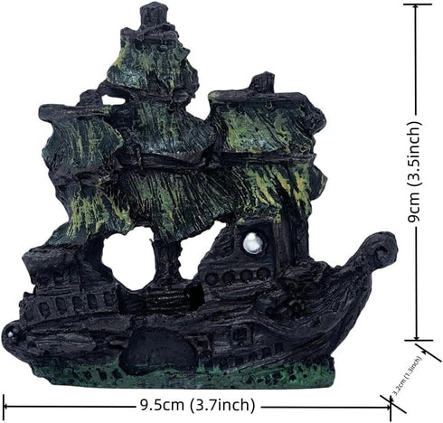 Aquarium Decorations Ornament Small Sailboat Pirate Ship Glass Fish Tank Decoration Fish Shelter Freshwater Saltwater Decor...