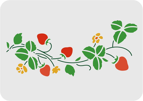FINGERINSPIRE Strawberry Border Stencil 11.7x8.3inch Reusable Strawberry Vines Drawing Stencil Strawberry Flower Stencil Garden Botanical Stencils...