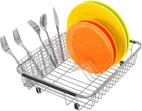 SANNO Utensil Silverware Holder Organizer Hanging Cutlery Organizer Spoon Drying Rack Basket Holder, 4 Divided Compartments Silverware Organizer, ...
