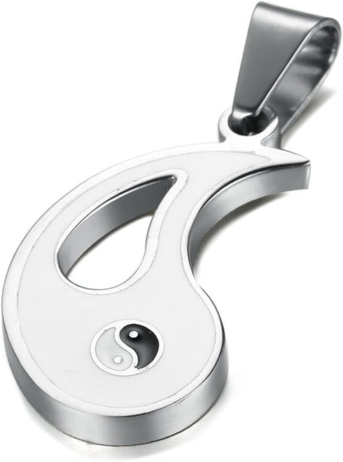 FIBO STEEL 2pcs Stainless Steel Yin Yang Pendant Necklace for Men Women Puzzle Couples Necklace,22 inches...