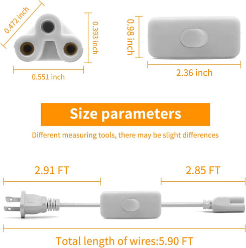 T5 T8 LED Tube Power Extension Cable with On/Off Switch,LED T5/T8 Light Tube Integrated LED Light Fixture Extension Cable Wire (6FT/1.8M) 4-Pack...