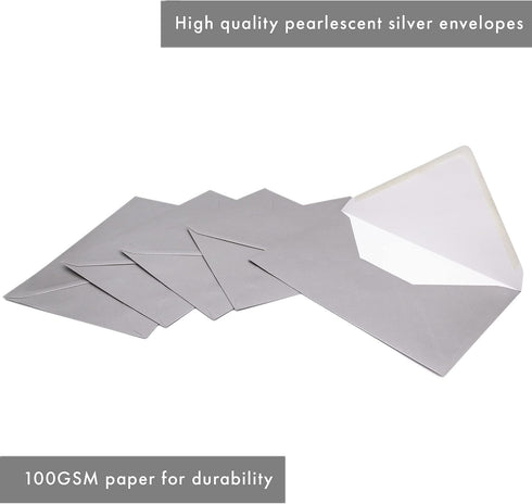 Pukka Pad, Carpe Diem Gummed Envelopes for Greeting Cards and Invitations - Pack of 25 Silver Envelopes - A2, 4.38 x 5.75 in...
