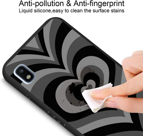 Compatible with Samsung Galaxy A10e Black Cute Heart Tunnel Center Love Pattern Shockproof Protective Anti-Slip Thin Slim Soft Black Phone Case Co...