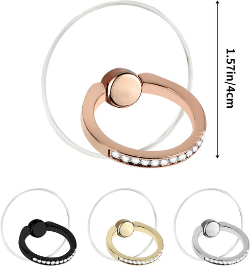 Cell Phone Ring Holder 4 Pack Transparent Ring Holder Diamond Clear Finger Grip 360° Degree Rotation Kickstand Compatible Various Mobile Phones or...