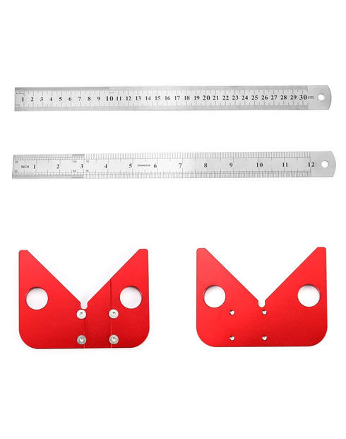 QWORK Center Scribe Gauge, Aluminum Center Finder Ruler, 45/90° Liner & Circle Center Scribe Marker Center Measuring Tool with Detachable Ruler...