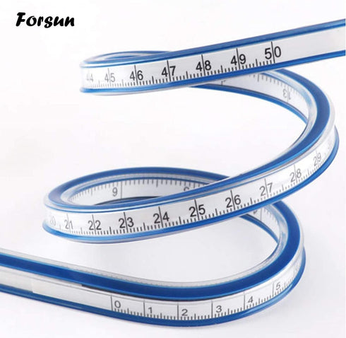 40cm Flexible Curve Ruler Woodworking, Plastic Measure Tool for Drafting Engineering Drawing- Multi Color...