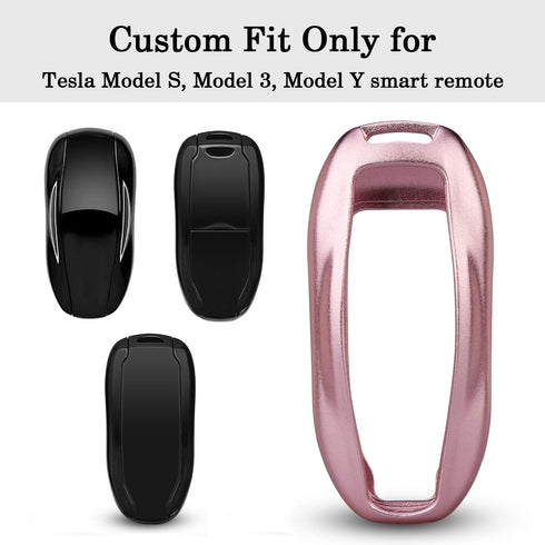 QBUC for Tesla Key Fob Cover with Keychain Compatible with Tesla Model S/3/Y Keyless Protection Case Smart Remote Accessory (Pink)...
